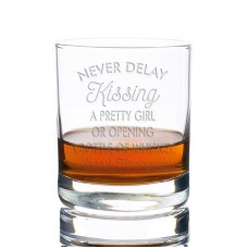 East Urban Home Never Delay Kissing a Pretty Girl Or Opening a Bottle of Whiskey Rocks 10 oz. Glass Every Day Glass EUBM5104